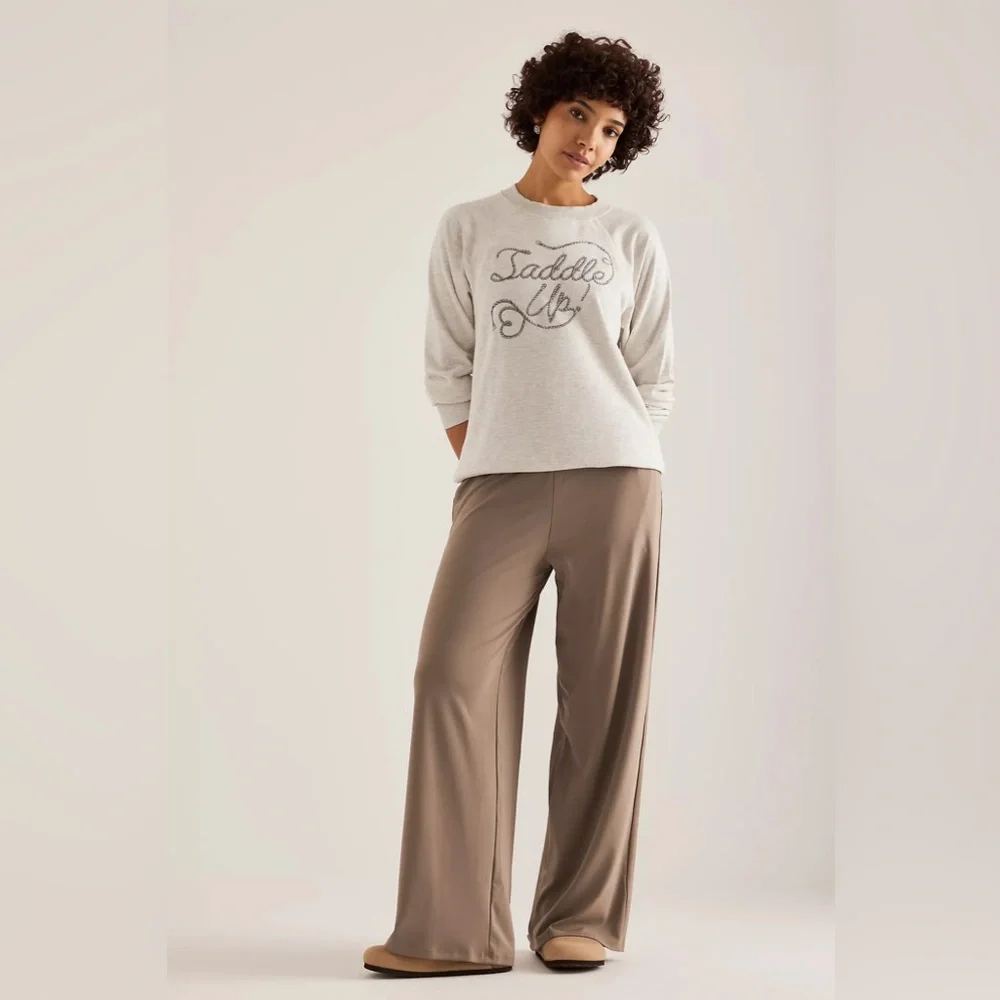 NWT! BY ANTHROPOLOGIE CREW-NECK GRAPHIC SWEATSHIRT - SADDLE UP - Size Small